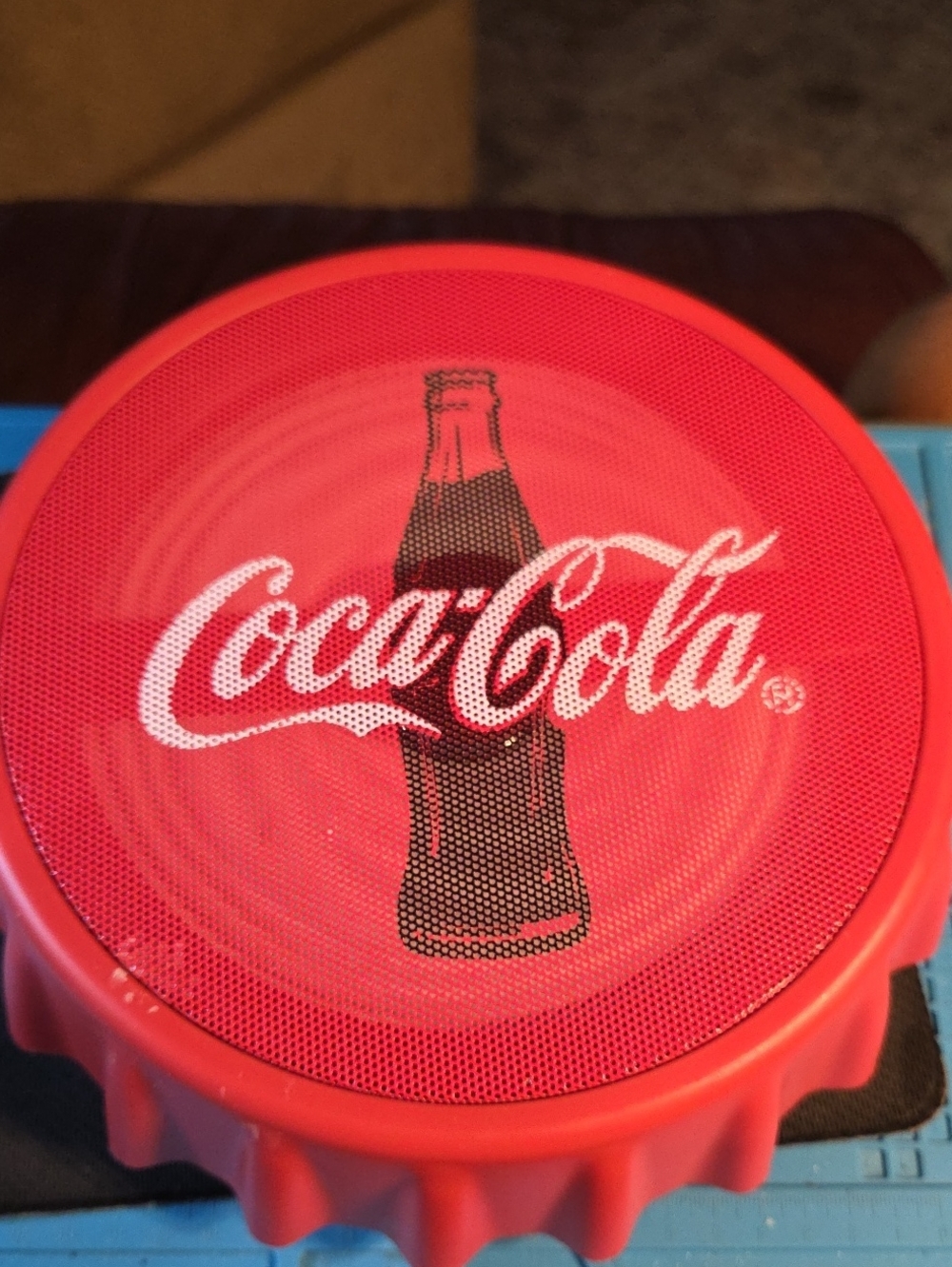 Coca Cola Red Portable Bottle-Cap Bluetooth Speaker with White Logo